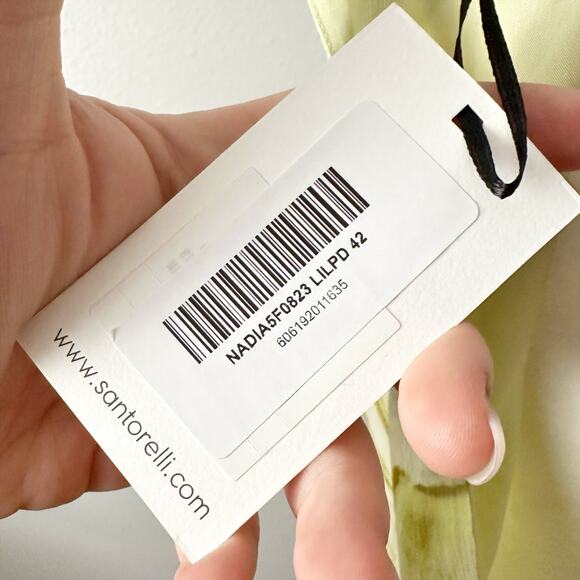 Santorelli Nadia Lime Lily Pad Print Chiffon Knee Length Dress Women’s Size 40 - Picture 12 of 16